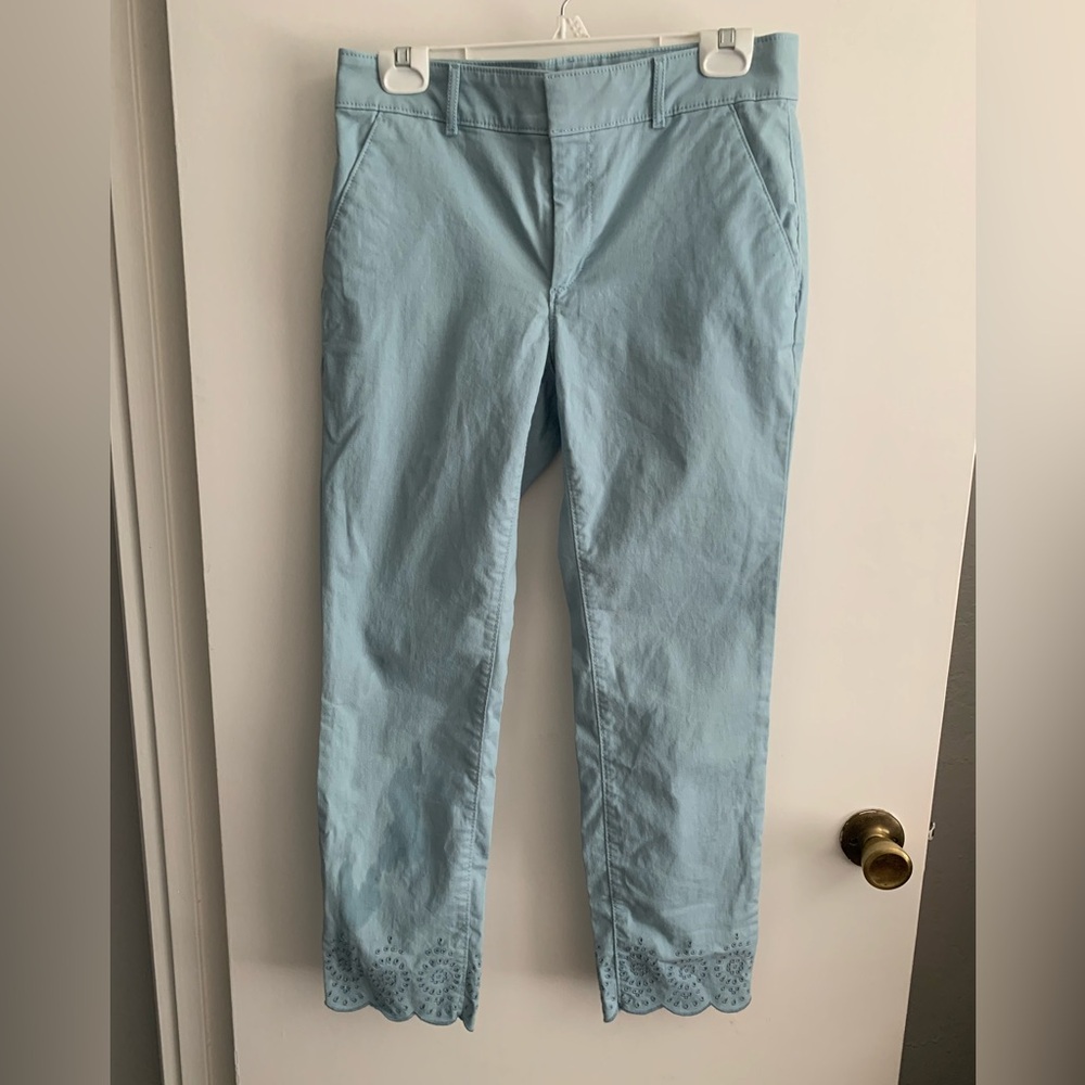 Loft light blue trouser with scalloped ankle